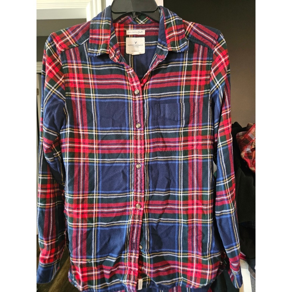 American Eagle Western Festival Ahh-Mazingly Soft Plaid Flannel Boyfriend Fit S